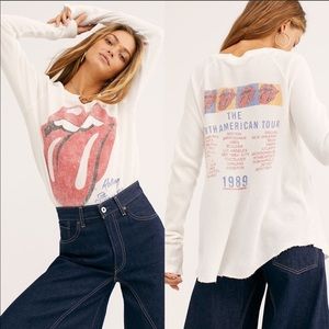 Free People Rolling Stones Waffle Thermal Top XS
